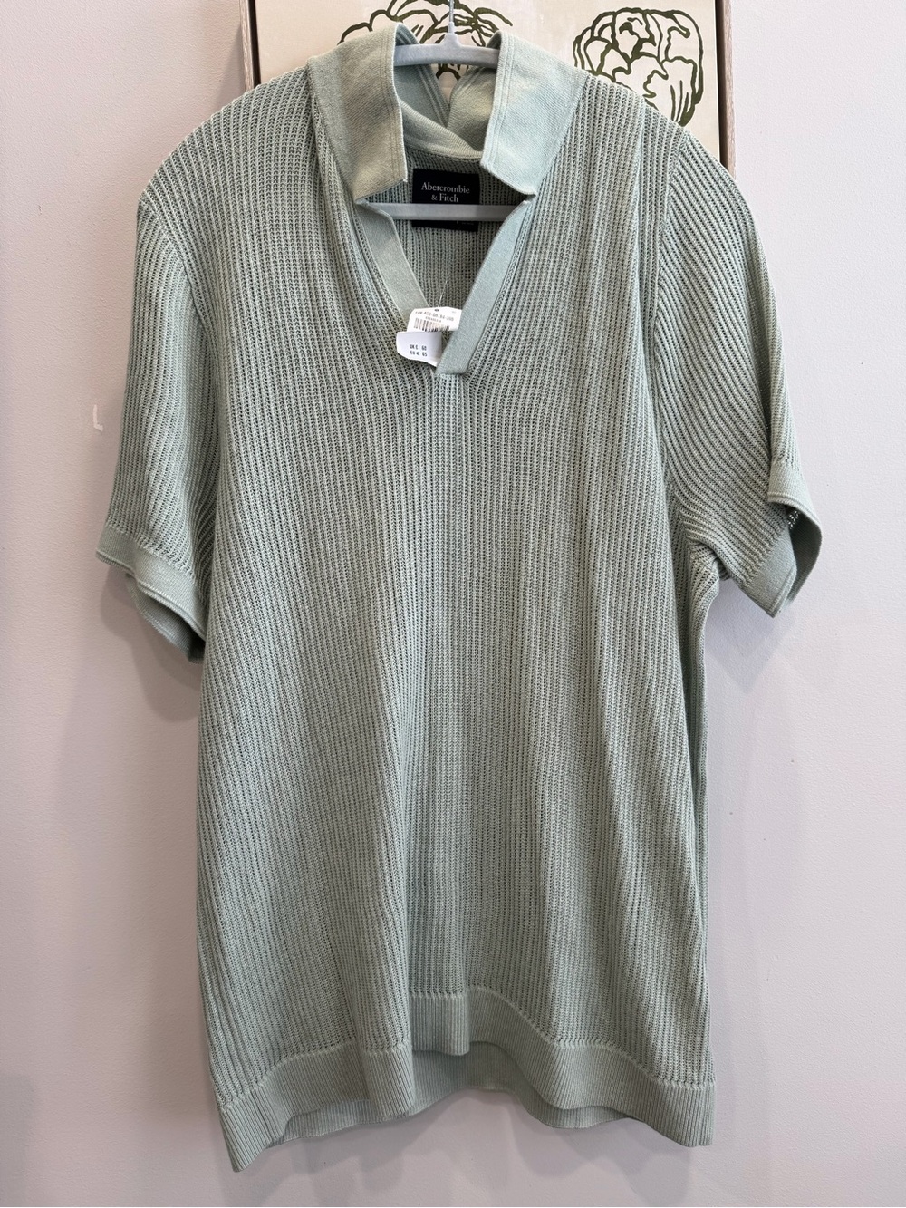 Abercrombie & Fitch Light Sage Knit Polo Men’s Large ~ WORN ONCE